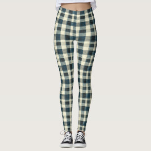 Classic Blue and White Plaid Leggings