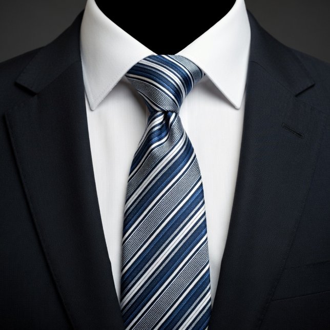 Classic Blue and White Striped  Tie (Creator Uploaded)