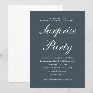 Classic Blue and White Surprise Party Invitation
