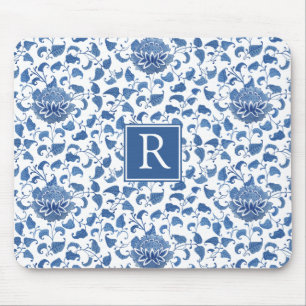 Classic Blue And White Vintage Chinoiserie Chic Mouse Mat