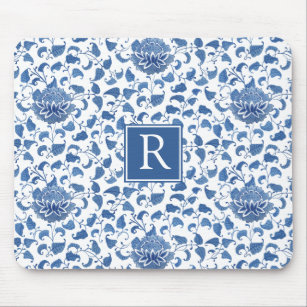 Classic Blue And White Vintage Chinoiserie Chic Mouse Mat
