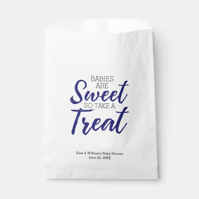 Classic Blue Babies Sweet Boy Baby Shower Party Favour Bags (Front)