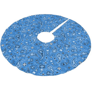 Classic Blue Bandanna Paisley Brushed Polyester Tree Skirt