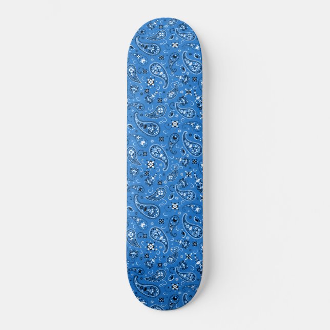 Classic Blue Bandanna Paisley Skateboard (Front)
