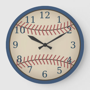 Classic Blue Baseball Clock 