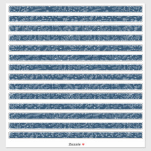 Classic Blue Boho Flowers Thin Borders