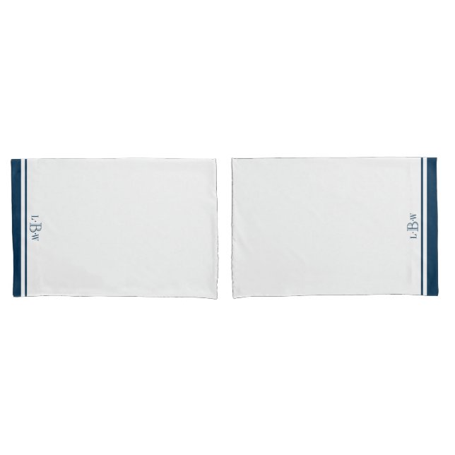 Classic Blue Border Monogrammed Pillowcase (Front-Set)