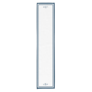Classic Blue Border Monogrammed Short Table Runner