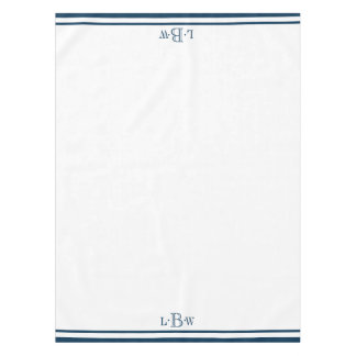 Classic Blue Border Monogrammed Tablecloth