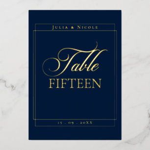 Classic Blue Border Wedding Table Number Sign