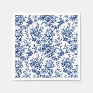 Classic Blue Botanical Toile Garden Party Paper Na Napkin