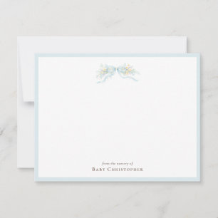 Classic Blue Bow Nursery Note Card – Personalized