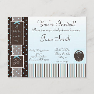 Classic Blue Boy Baby Shower Invitation