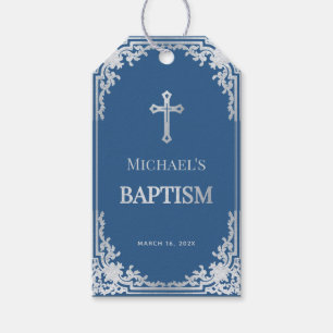 Classic Blue Boy Baptism Vintage Elegant Favour Ta Gift Tags