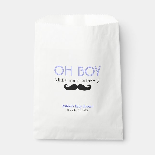 Classic Blue Boy Little Man Baby Shower Party Favour Bags (Front)