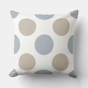 Classic Blue-Brown-White Polka Dot Patterned Cushion