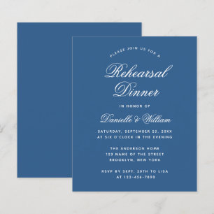 Classic Blue Budget Rehearsal Dinner Invitation