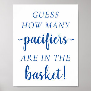Classic Blue Calligraphy Guess How Many Table Poster