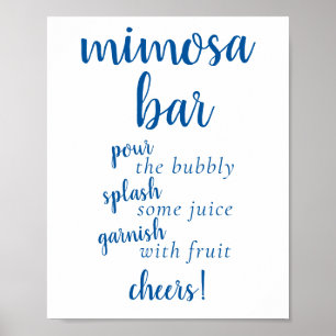 Classic Blue Calligraphy Momosa Bar Script Sign