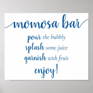 Classic Blue Calligraphy Momosa Bar Script Sign