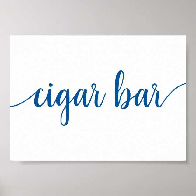 Classic Blue Calligraphy | Script Cigar Bar Sign (Front)