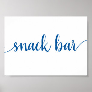Classic Blue Calligraphy Script Snack Table Sign