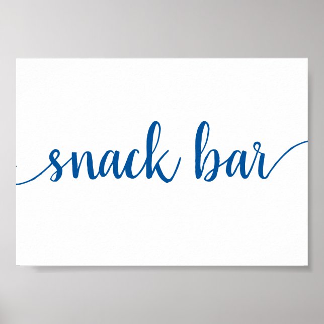 Classic Blue Calligraphy | Script Snack Table Sign (Front)