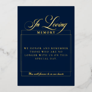 Classic Blue Calligraphy Wed In loving Memory Sign