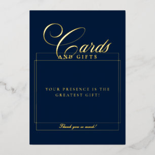 Classic Blue Calligraphy Wedding Card & Gifts Sign