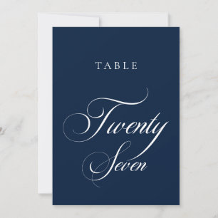 Classic Blue Calligraphy Wedding Table Number