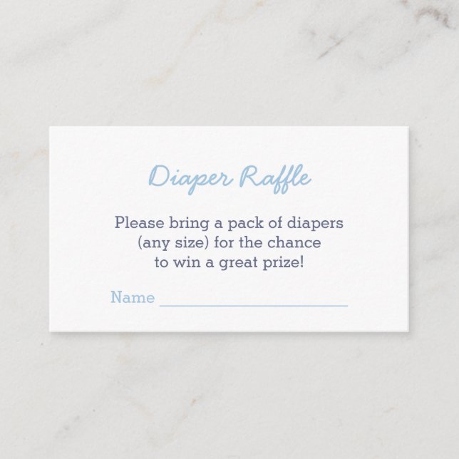 Classic Blue Check Baby Shower Diaper Raffle Enclosure Card (Front)