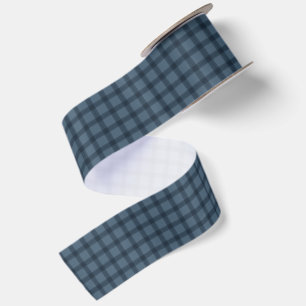 Classic blue checked plaid simple holiday satin ribbon