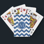 Classic Blue Chevron Monogrammed Playing Cards<br><div class="desc">Modern design. Chevron pattern. Custom monogram. Design by José Ricardo</div>
