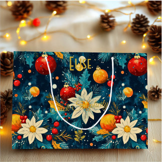 Classic Blue Christmas Ornament Gift Large Gift Bag