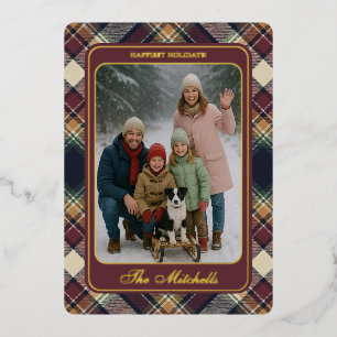 Classic Blue Dark Green Red Plaid Pattern Holiday