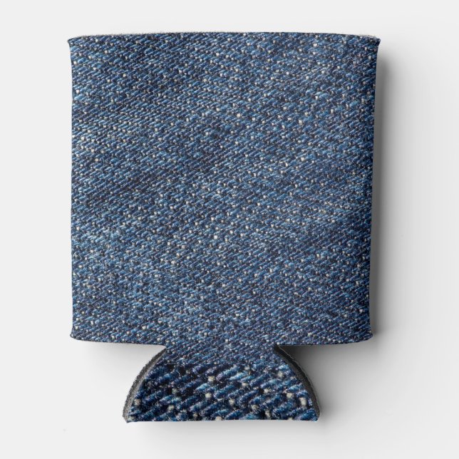 Classic Blue: Denim Background Can Cooler (Front)