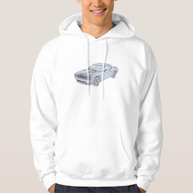 Classic Blue Dodge Challenger Mopar Muscle Car Hoodie (Front)