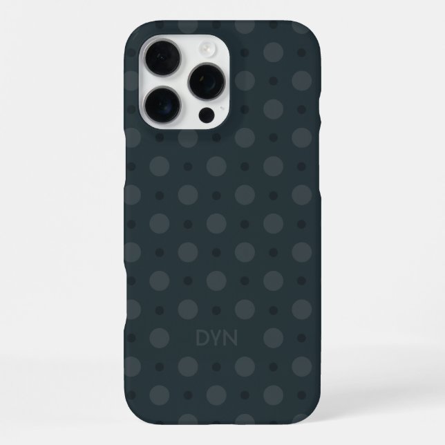 Classic Blue Dots Pattern Custom Name Initials iPhone Case (Back)