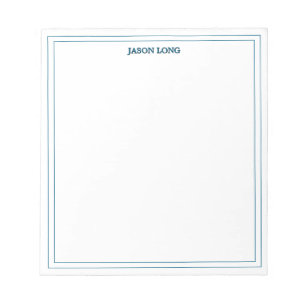 Classic Blue Double Border Personalised Notepad