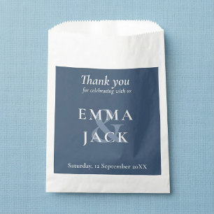 Classic Blue Elegant Serif Font modern ampersand Favour Bags