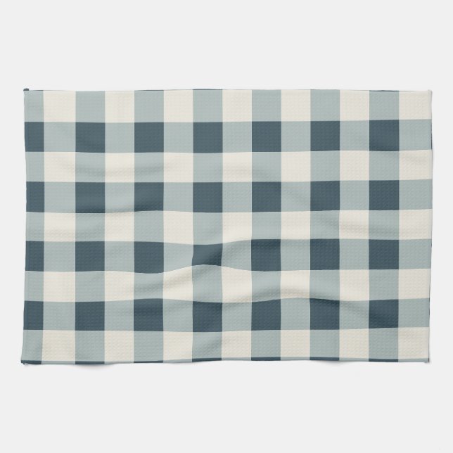 Classic Blue Farmhouse Gingham Style Tea Towel (Horizontal)
