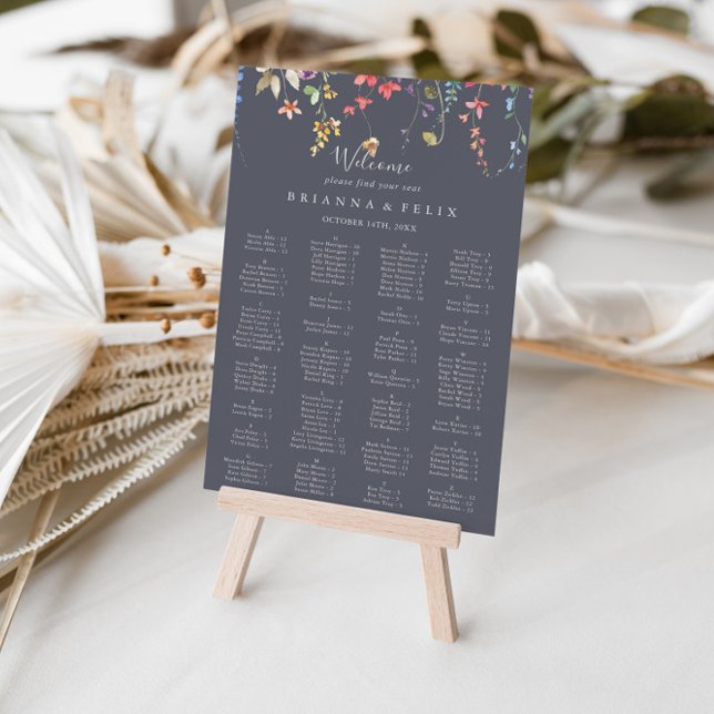 Classic Blue Floral Alphabetical Seating Chart (Creator Uploaded)