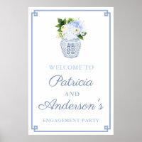 Classic Blue Floral Ginger Jar Engagement Party