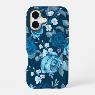 Classic Blue Floral iPhone 16 Case