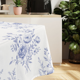 Classic Blue Flowers Pattern French blue toile Tablecloth