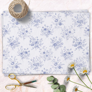 Classic Blue Flowers Pattern French blue toile Tissue Paper