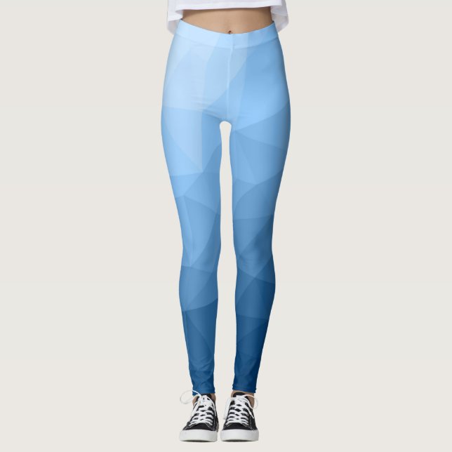 Classic Blue geometric mesh ombre pattern Leggings (Front)