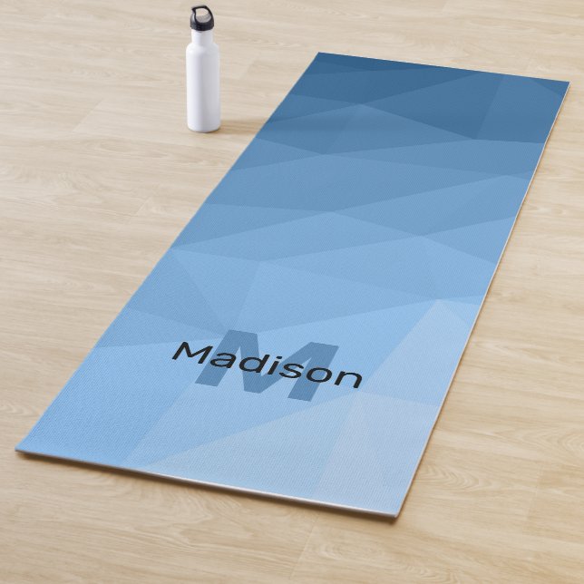 Classic Blue geometric mesh ombre pattern Monogram Yoga Mat (In Situ)