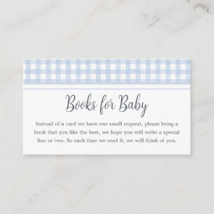 Classic Blue Gingham Baby Shower Books for Baby Enclosure Card