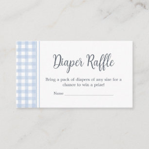 Classic Blue Gingham Baby Shower Diaper Raffle Enclosure Card